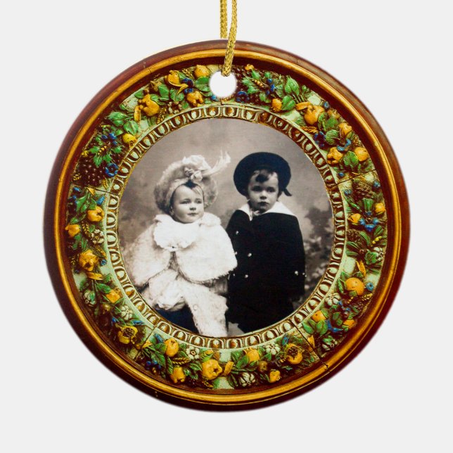 FLORENTINE  RENAISSANCE FRUITS Photo Template Ceramic Ornament (Front)