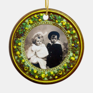 FLORENTINE  RENAISSANCE FRUITS Photo Template Ceramic Ornament
