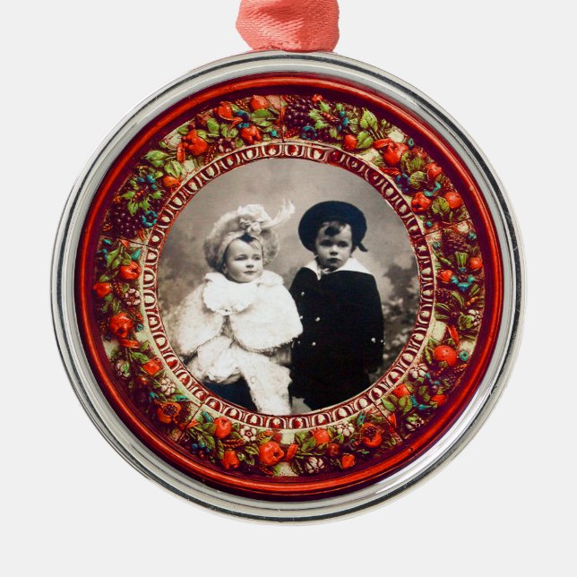 FLORENTINE  RENAISSANCE FRUITS Photo Template Metal Ornament (Front)