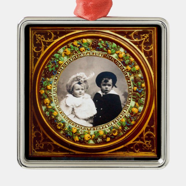 FLORENTINE  RENAISSANCE FRUITS Photo Template Metal Ornament (Front)