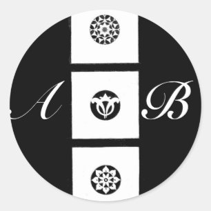 FLORENTINE RENAISSANCE HARMONY MONOGRAM CLASSIC ROUND STICKER