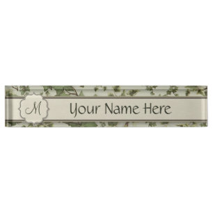 Florentine Watercolor Ivy with Monogram Nameplate