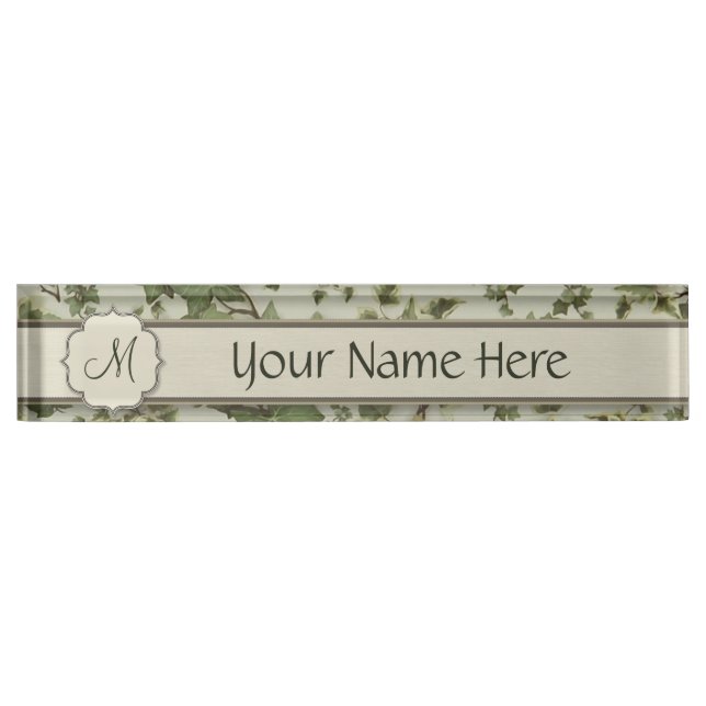 Florentine Watercolor Ivy with Monogram Nameplate (Front)