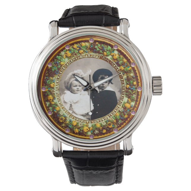 FLORENTINE YELLOW  FLORAL CROWN PHOTO TEMPLATE WATCH (Front)