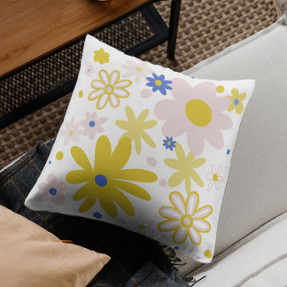 Flores amarillas brillantes throw pillow