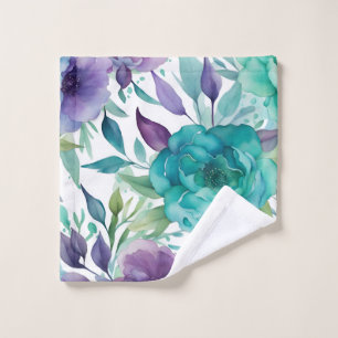 Flores d'aquarelle bleu Rose pourpre