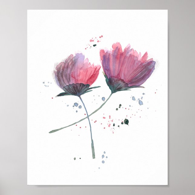 Flores em aquarela pintada a mão poster (Front)