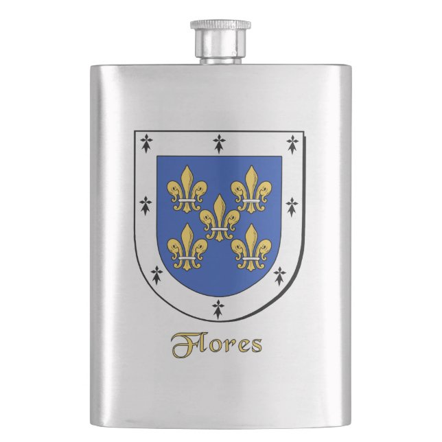 Flores Heraldic Shield Hip Flask (Front)