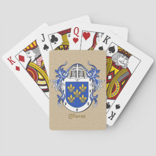 Flores Heraldic Shield with Mantling Playing Cards