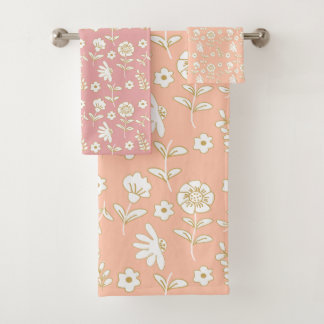 Flores ocres set de toallas