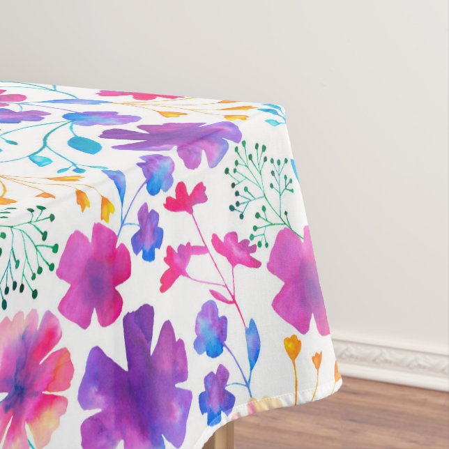 Florescent Floral Colorful Pattern Tablecloth (In Situ)