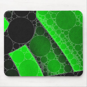 Florescent Green Black Circle Abstract Mouse Pad