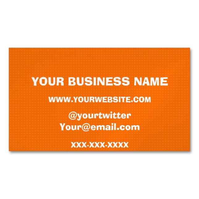 Florescent Orange Speck Pattern Magnetic Business Card (Front)