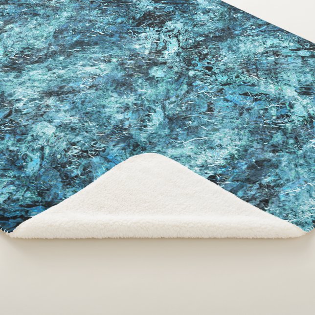 Floresta azul sob nevasca ou vidro trincado sherpa blanket (3/4)