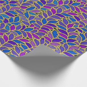 Floresta blue, violet and gold wrapping paper