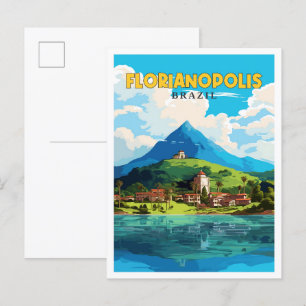 Florianopolis Brazil vintage travel illustration Postcard