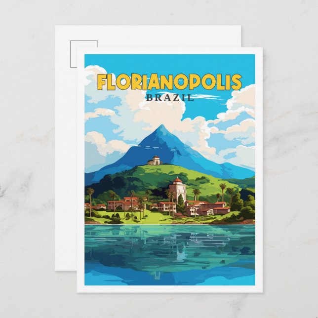Florianopolis Brazil vintage travel illustration Postcard (Front/Back)