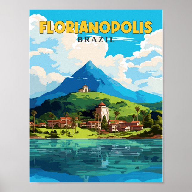 Florianopolis Brazil vintage travel illustration Poster (Front)