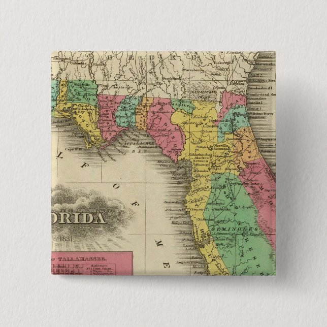 Florida 10 2 inch square button (Front)