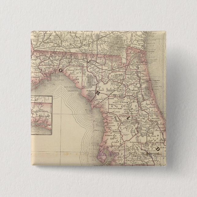 Florida 10 2 inch square button (Front)