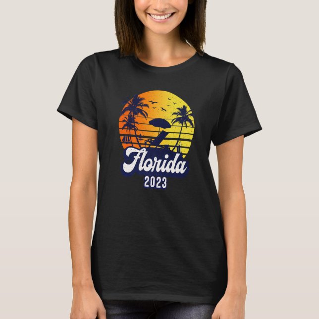 Florida 2023 Sunset Beach Retro Premium T-Shirt (Front)