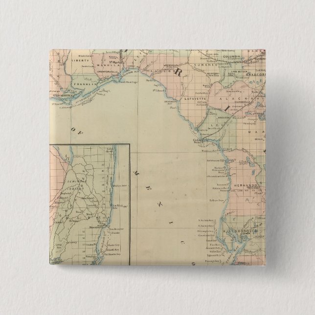 Florida 2 inch square button (Front)