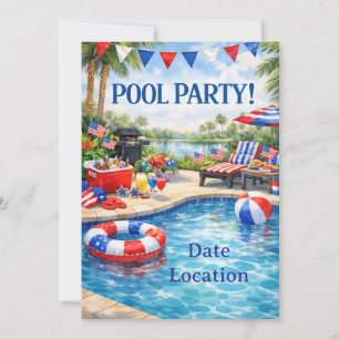 Florida 4th of July Pool Party Invitation