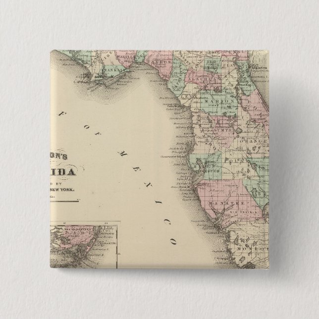 Florida 9 2 inch square button (Front)