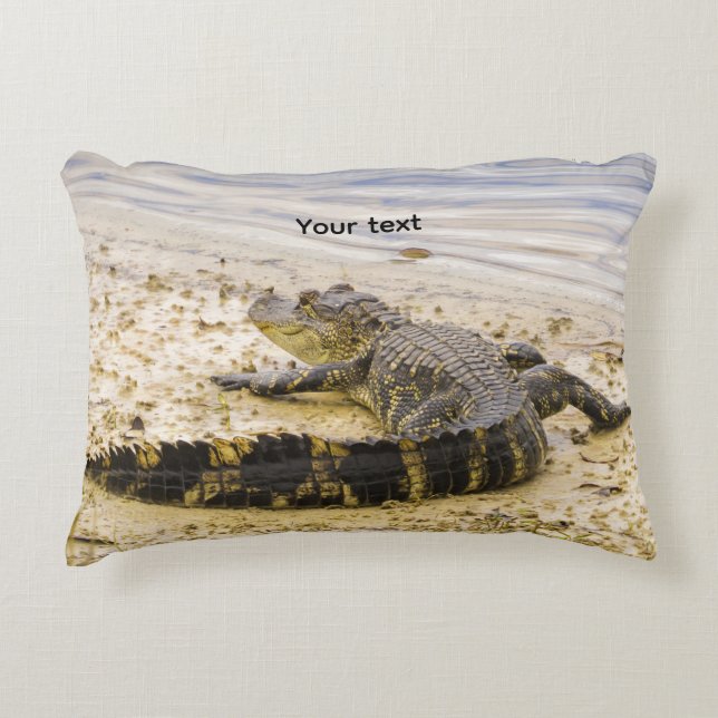 Florida Alligator from back view photography  Accent Pillow (Front)