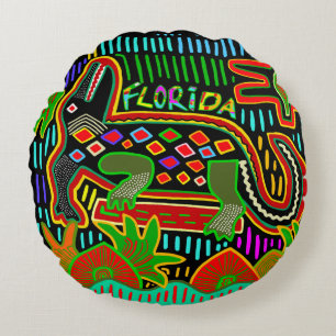 Florida Alligator - Hurrican Critters Round Pillow