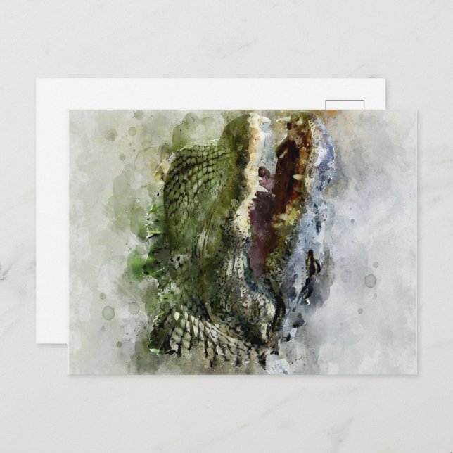 Florida Alligator Painting Holiday Postcard (Front/Back)