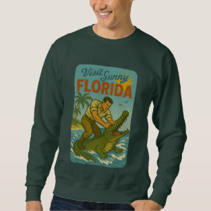 Florida Alligator Wrestling Funny Retro Coastal Sweatshirt