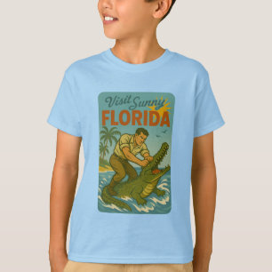 Florida Alligator Wrestling Funny Retro Coastal T-Shirt