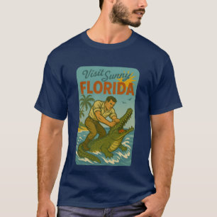 Florida Alligator Wrestling   Funny Retro Coastal T-Shirt