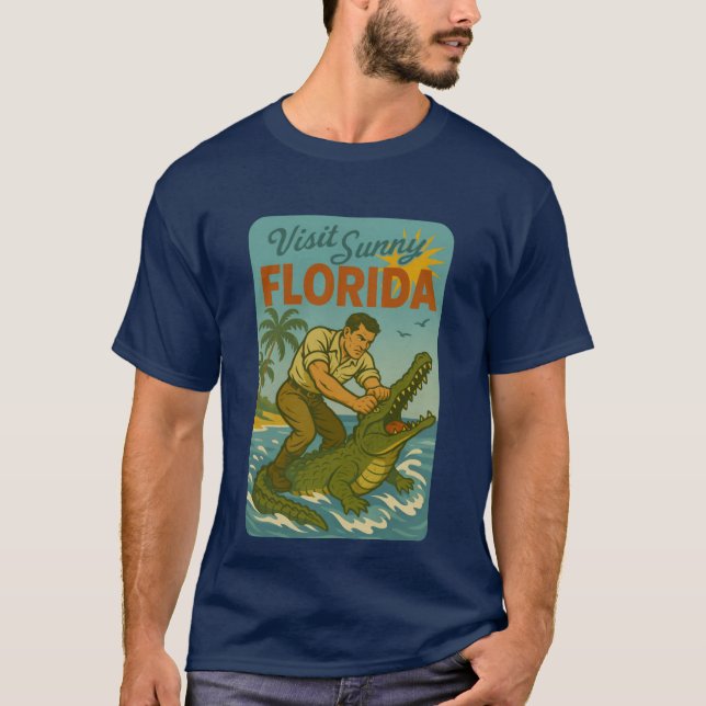 Florida Alligator Wrestling | Funny Retro Coastal T-Shirt (Front)