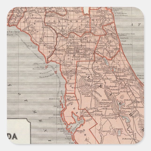 Florida Atlas Map Square Sticker (Front)