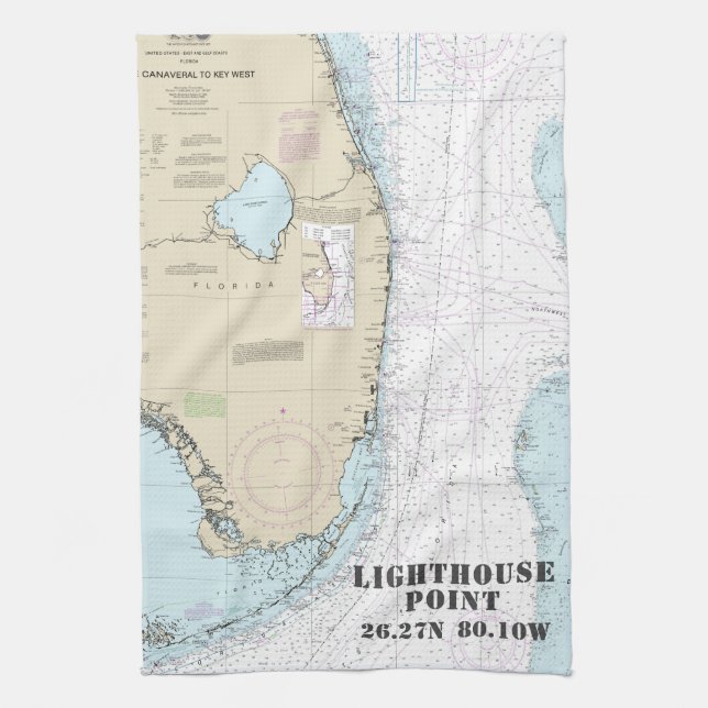 Florida Authentic Nautical Latitude Longitude Kitchen Towel (Vertical)