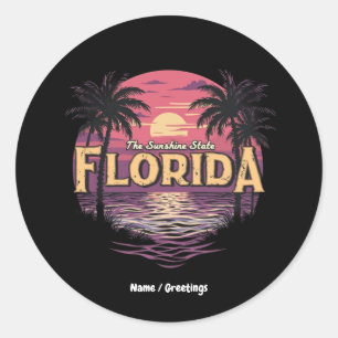 Florida Beach During Sunset Overlooking Ocean Classic Round Sticker