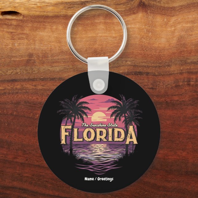 Florida Beach During Sunset Overlooking Ocean  Keychain (Front)