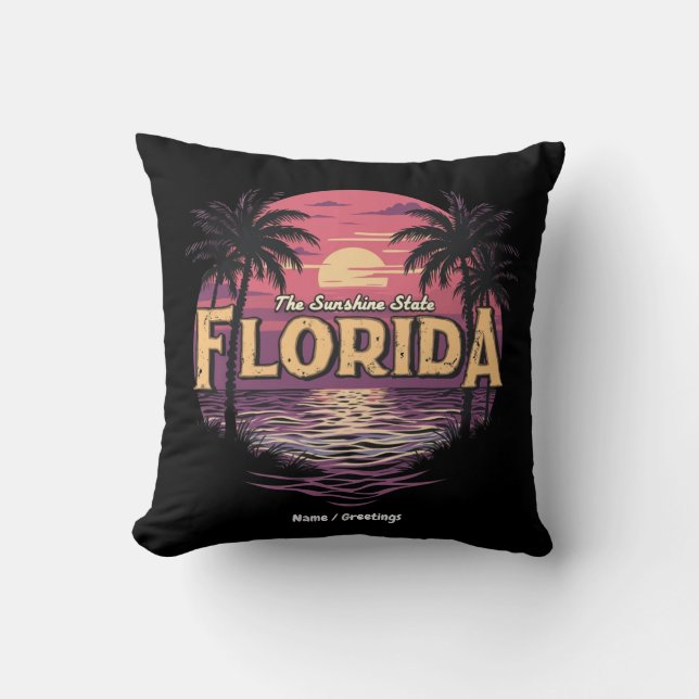 Florida Beach During Sunset Overlooking Ocean  Throw Pillow (Front)