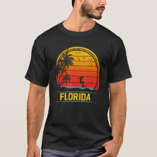 Florida Beach Palm Tree Summer Vacation Surfing Vi T-Shirt