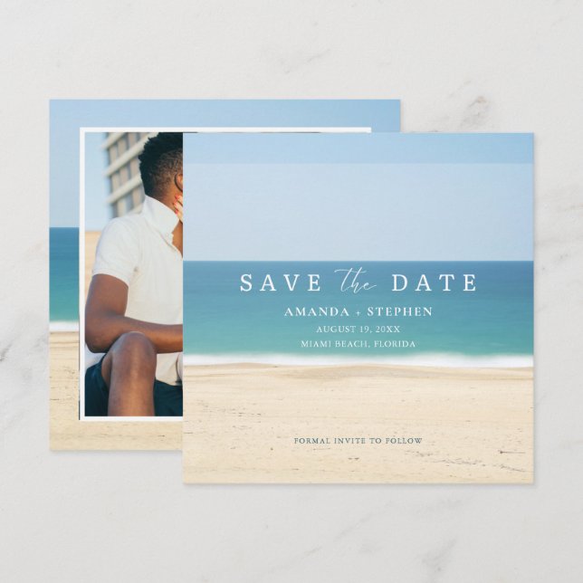 Florida Beach Photo Wedding Save The Date Announcement (Front/Back)