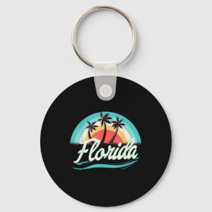Florida Beach Retro Summer Beach Palm Tree Vintage Keychain