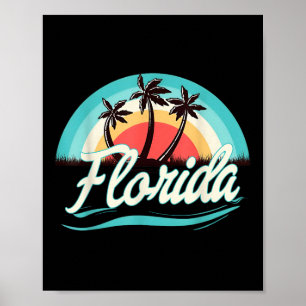 Florida Beach Retro Summer Beach Palm Tree Vintage Poster