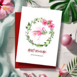 Florida Beach Tropical Flamingo Christmas Holiday<br><div class="desc">Celebrate the season with this adorable beach Christmas card featuring a charming watercolor pink flamingo encircled by a wreath of tropical hibiscus flowers. The words "Merry Beach-mas" are set in playful typography, capturing the fun and festive spirit of a tropical holiday. Use the template fields to add your custom text,...</div>