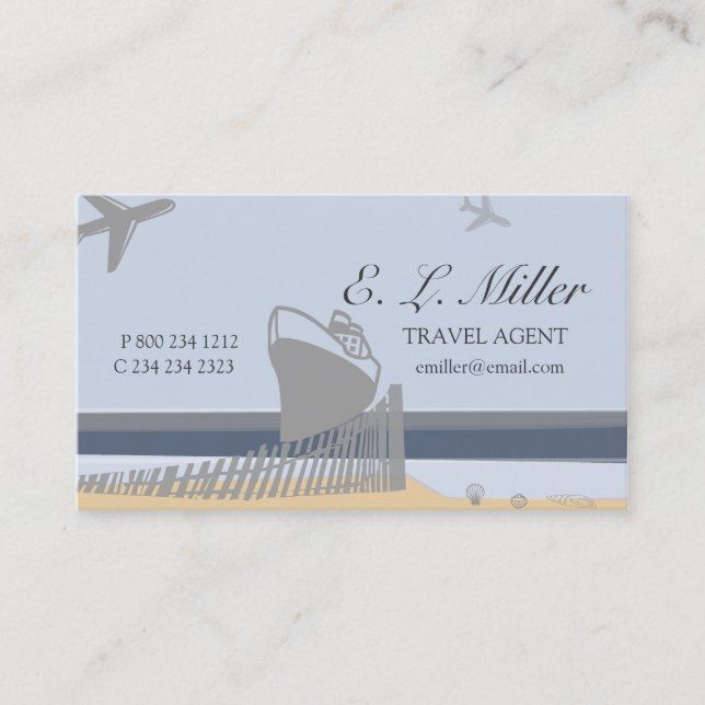 Florida Beach Vacation Travel Agent Cruise Ship Business Card (Front)