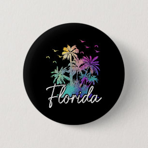 Florida Beach Vintage Miami Tampa Palm Trees Vacat 2 Inch Round Button