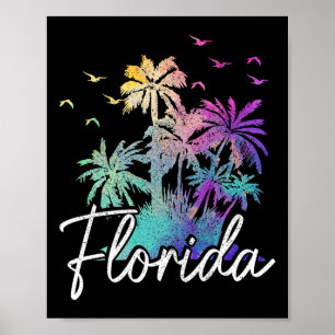 Florida Beach Vintage Miami Tampa Palm Trees Vacat Poster