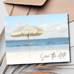 Florida Beach Wedding Save the Date Announcement Postcard<br><div class="desc">Florida beach wedding save the date postcards for your destination wedding. This umbrella on the beach design postcard is the perfect way to announce your wedding plans to your family and friends.</div>