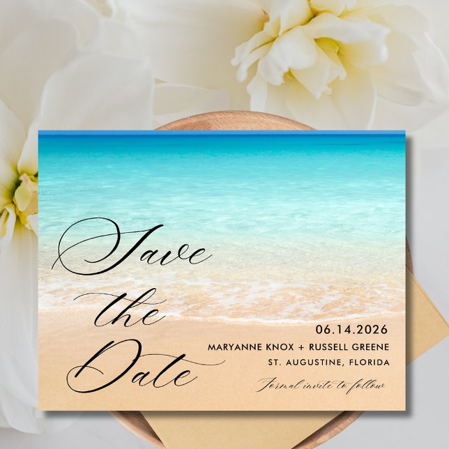 Florida Beach Wedding Save the Date Announcement Postcard (Florida Beach Wedding Save the Date Postcard)